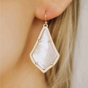 Kendra Scott Rhodium Plate Mother of Pearl Alex Drop Earrings